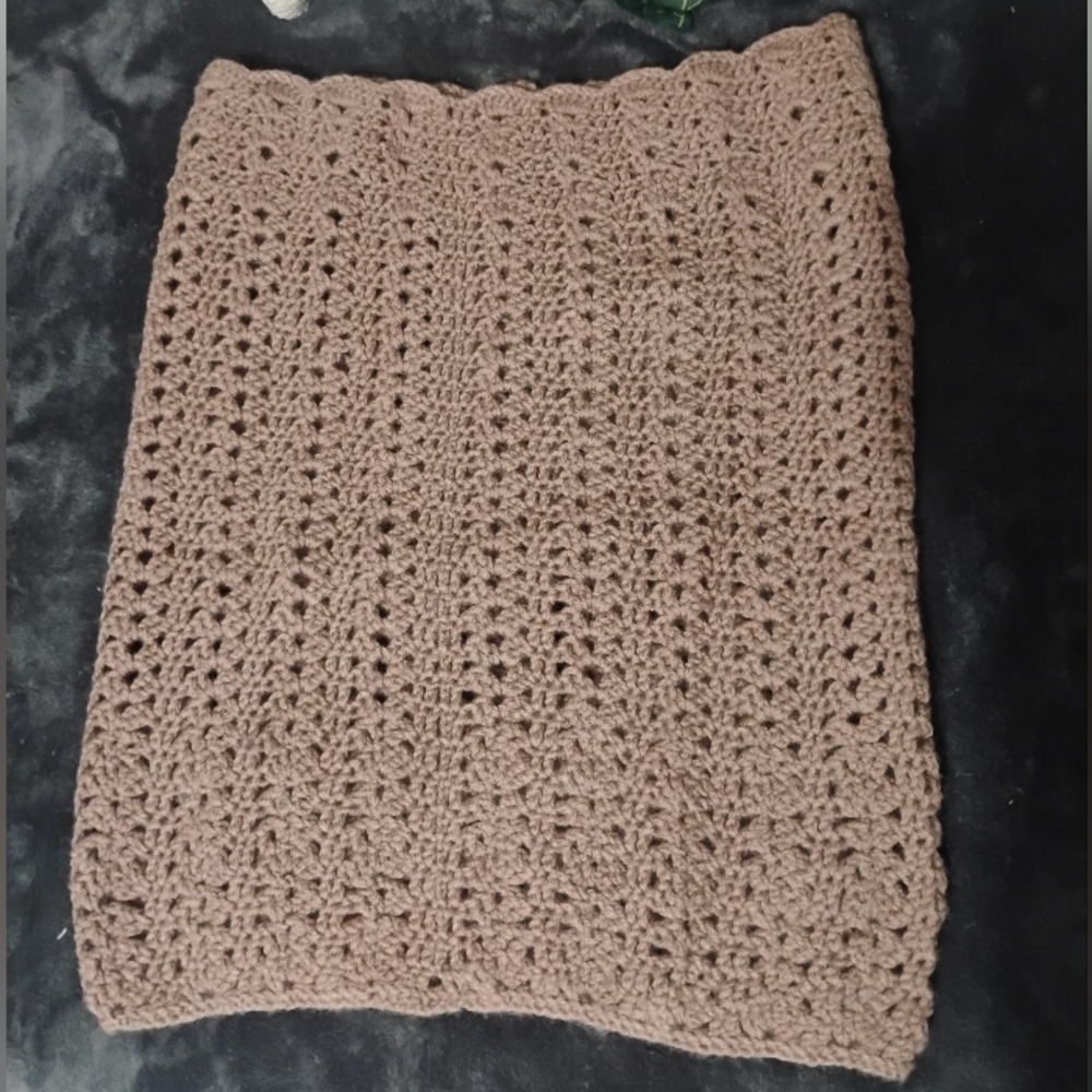 Hand Crafted Lacy Mauve Tan Crochet Cowl Neckwarmer NEW - Picture 5 of 10